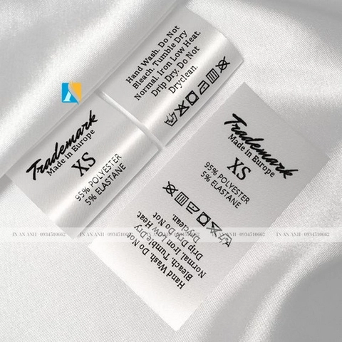 Mẫu tag quần áo bằng vải bóng