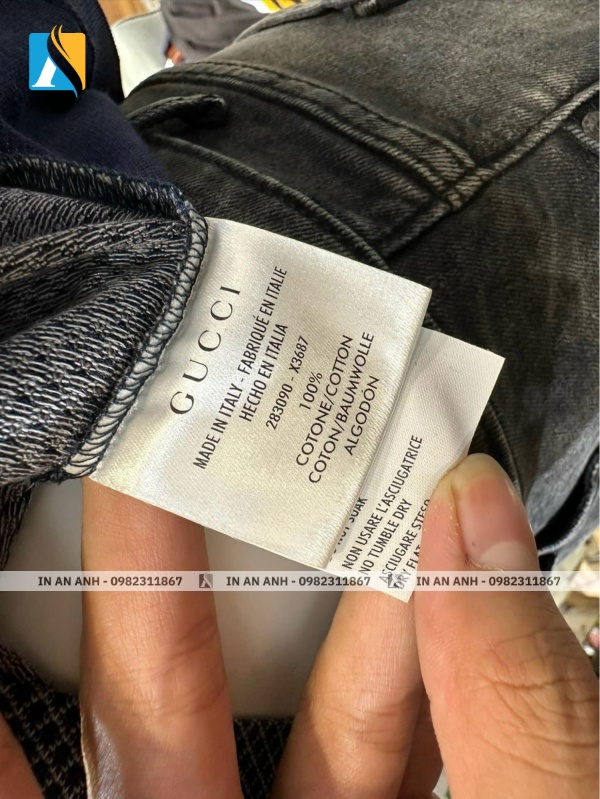 Mẫu tag quần áo bằng vải thương hiệu Gucci