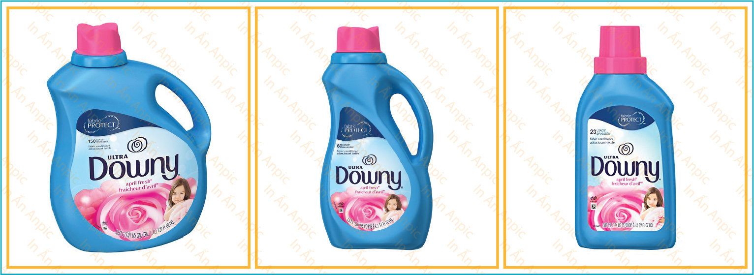 mẫu tem nhãn dán chai đựng nước giặt xả