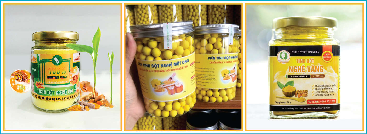 Mẫu tem nhãn dán tinh bột nghệ đẹp