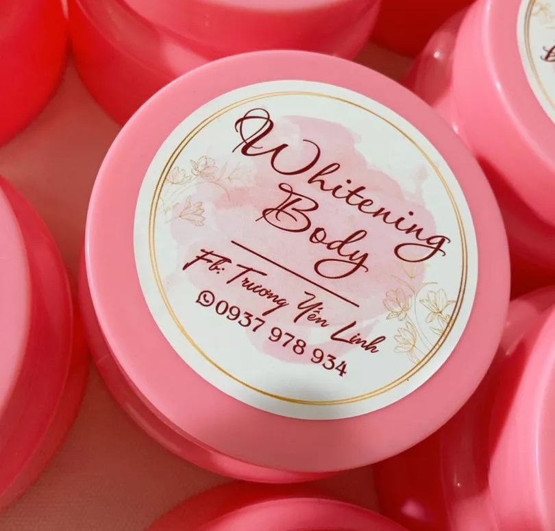 Mẫu tem tròn hồng dành cho mỹ phẩm