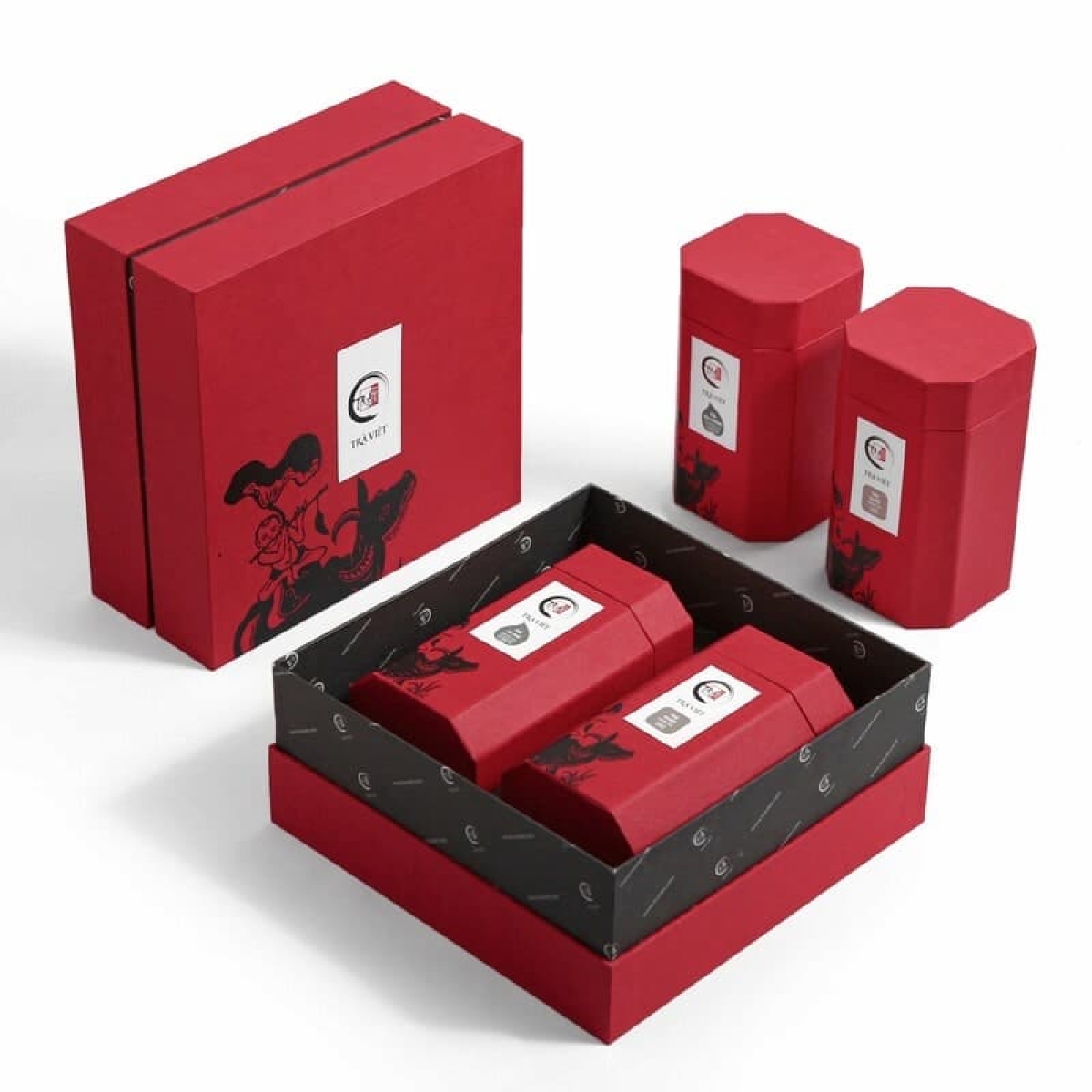 Mẫu hộp trà màu đỏ, lạ mắt nhất