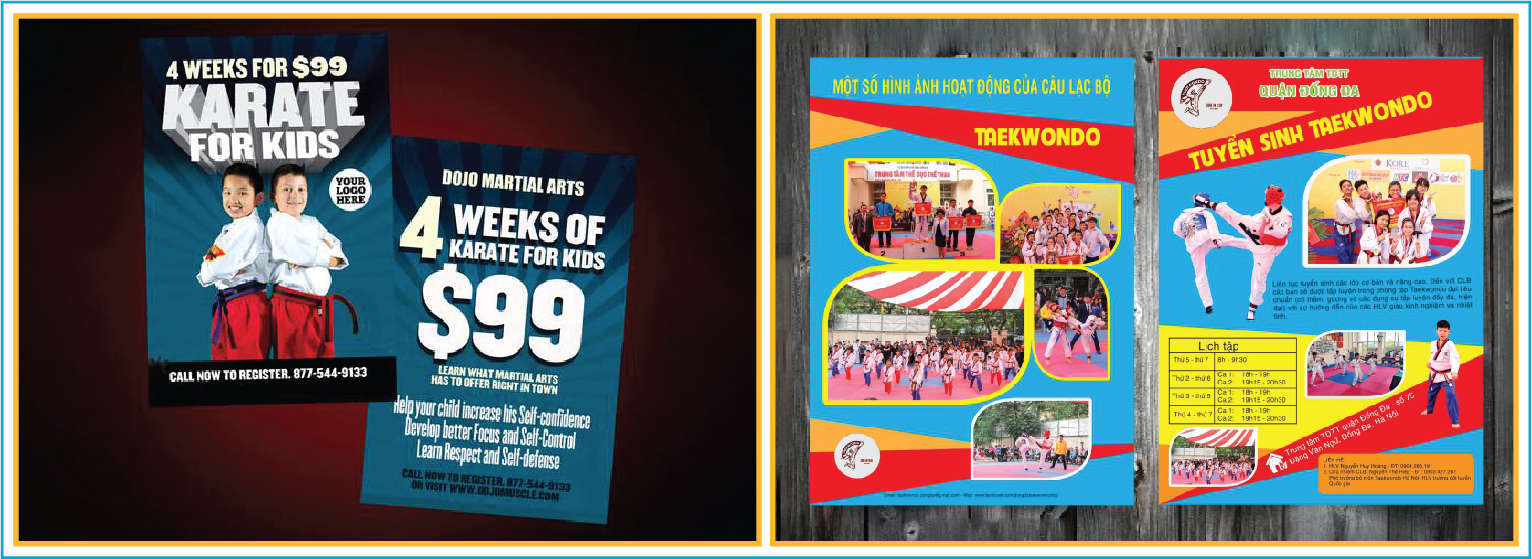 Mẫu tờ rơi quảng cáo lớp võ
