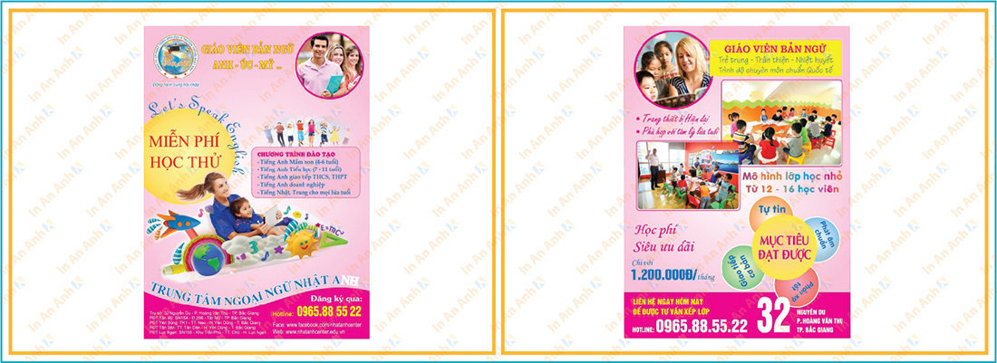 mẫu tờ rơi trung tâm tiếng anh giá rẻ