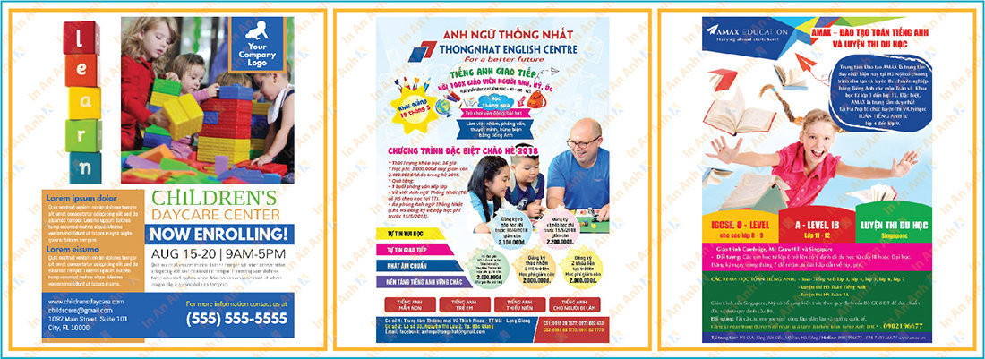 mẫu tờ rơi trung tâm tiếng anh