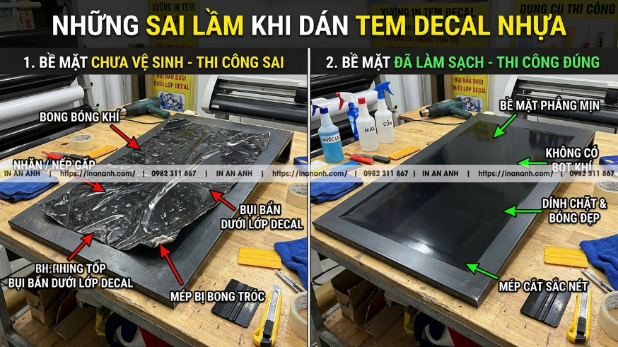 Những sai lầm chí mạng khiến việc dán decal nhựa thất bại và quy tắc chuẩn bị bề mặt phẳng mịn