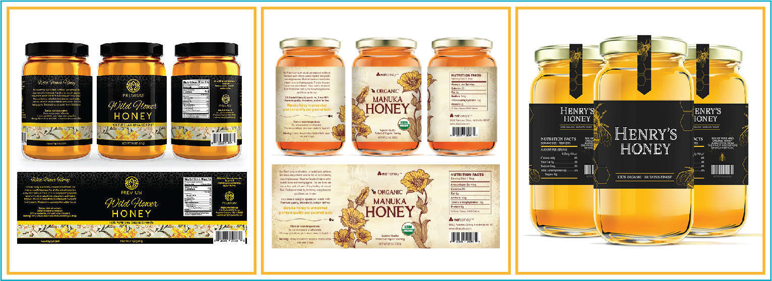Mẫu tem mác dán chai lọ mật ong giá rẻ
