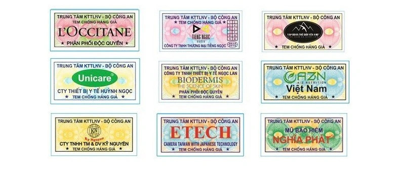 Mẫu tem chống hàng giả của Bộ Công An cho các thương hiệu phân phối chính hãng