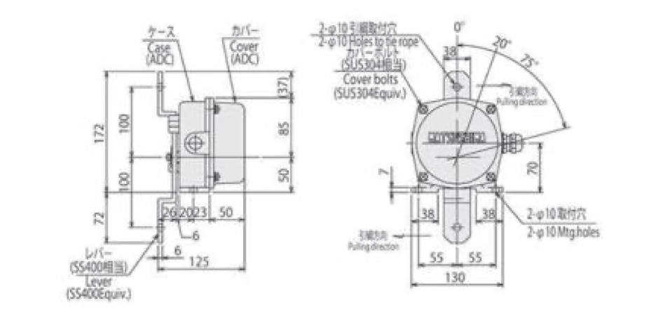 Cấu tạo bên trong của công tắc dây kéo dừng băng tải ELAW-21 Matsushima