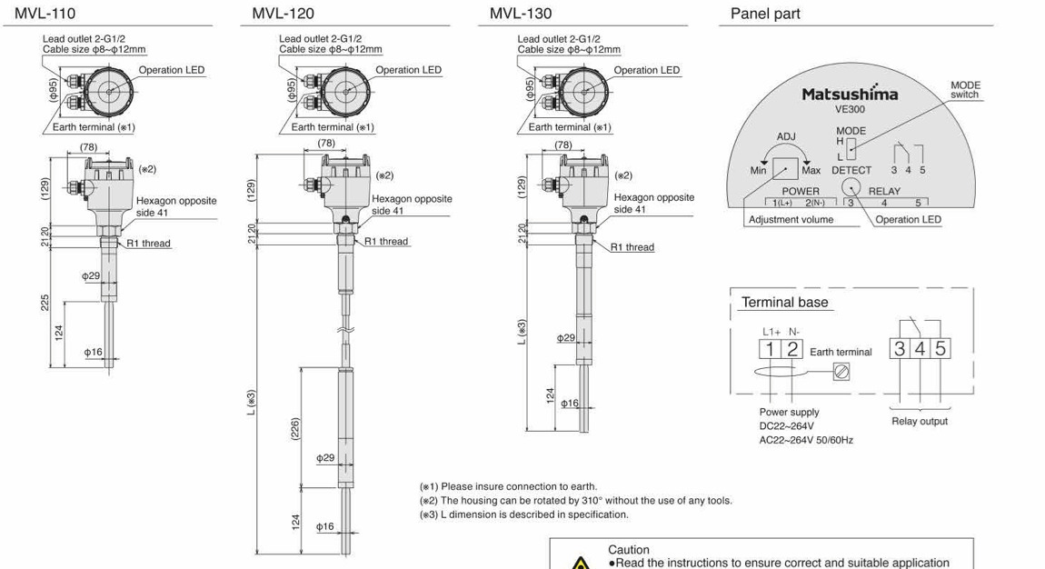 Cấu tạo của các công tắc đo mức rung MVL-110 / MVL-120 / MVL-130
