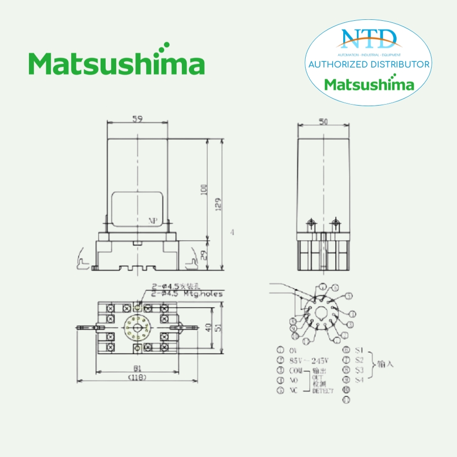 Bản vẽ kỹ thuật bộ chuyển đổi AEVC-12DC Matsushima