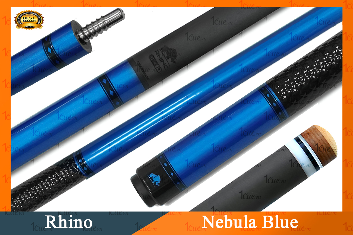 Cơ,Gậy Bi-a Rhino Nebula Blue - Ngọn Carbon 1Cue.vn 