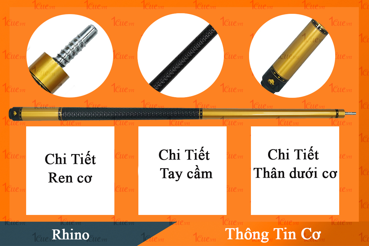 Cơ,Gậy Bi-a Rhino Nebula Gold - Ngọn Carbon 1Cue.vn 