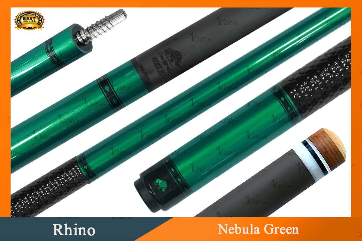 Cơ,Gậy Bi-a Rhino Nebula Green - Ngọn Carbon 1Cue.vn 