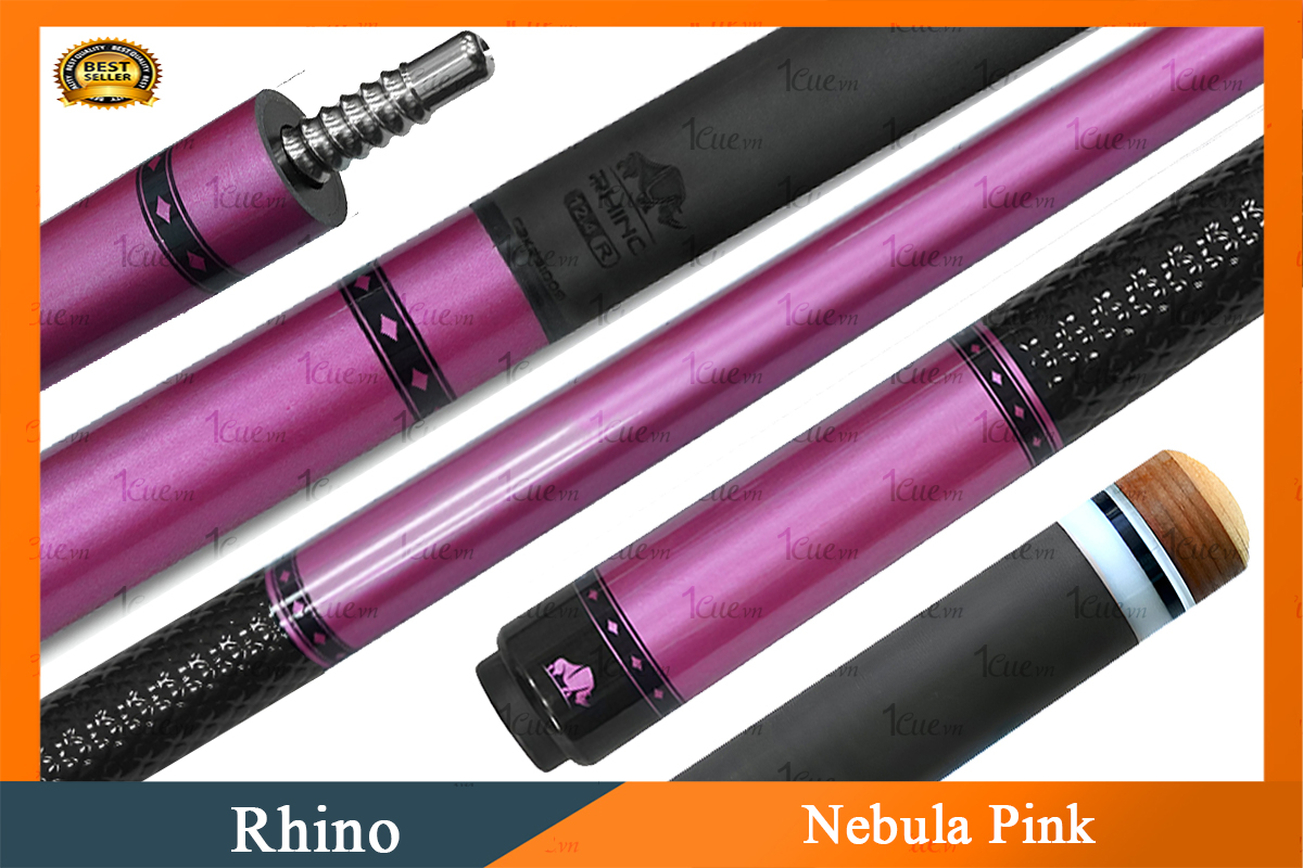 Cơ,Gậy Bi-a Rhino Nebula Pink - Ngọn Carbon 1Cue.vn 