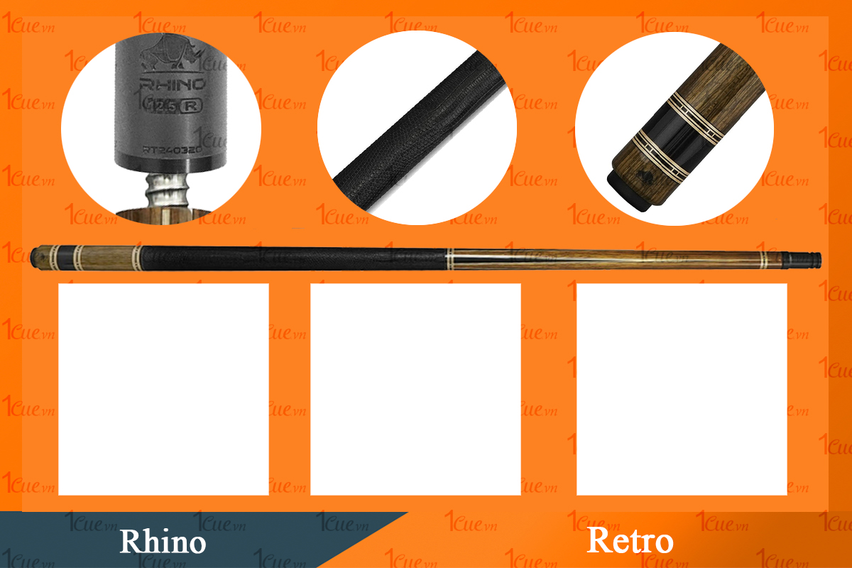 Cơ,Gậy Bi-a Rhino Retro - Ngọn Carbon 1Cue.vn