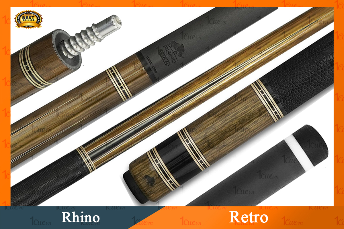 Cơ,Gậy Bi-a Rhino Retro - Ngọn Carbon 1Cue.vn