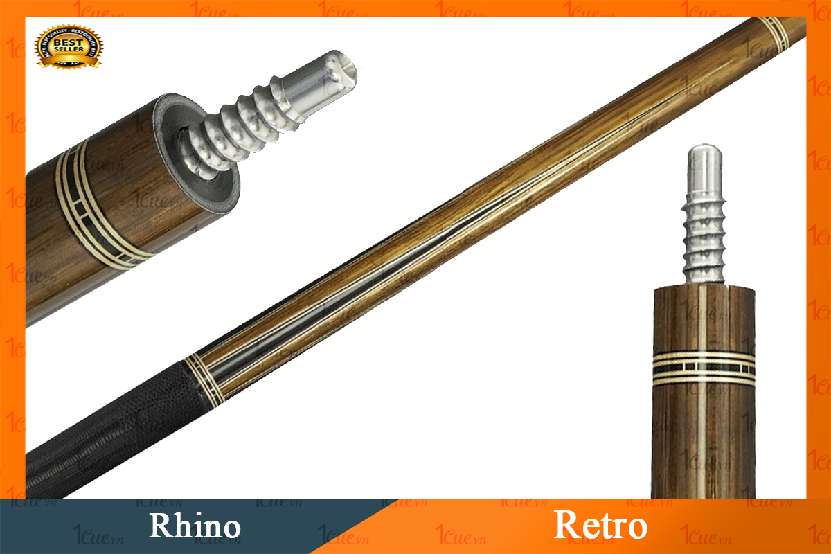 Cơ,Gậy Bi-a Rhino Retro - Ngọn Carbon 1Cue.vn