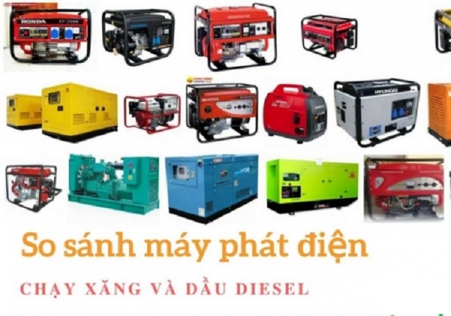 phan biet may phat dien chay dau diesel và chay bang xang