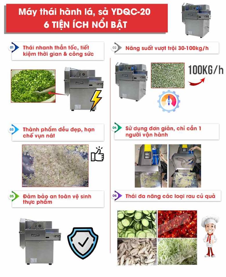 Vì sao nên đầu tư sử dụng máy thái hành lá, sả YDQC-20?