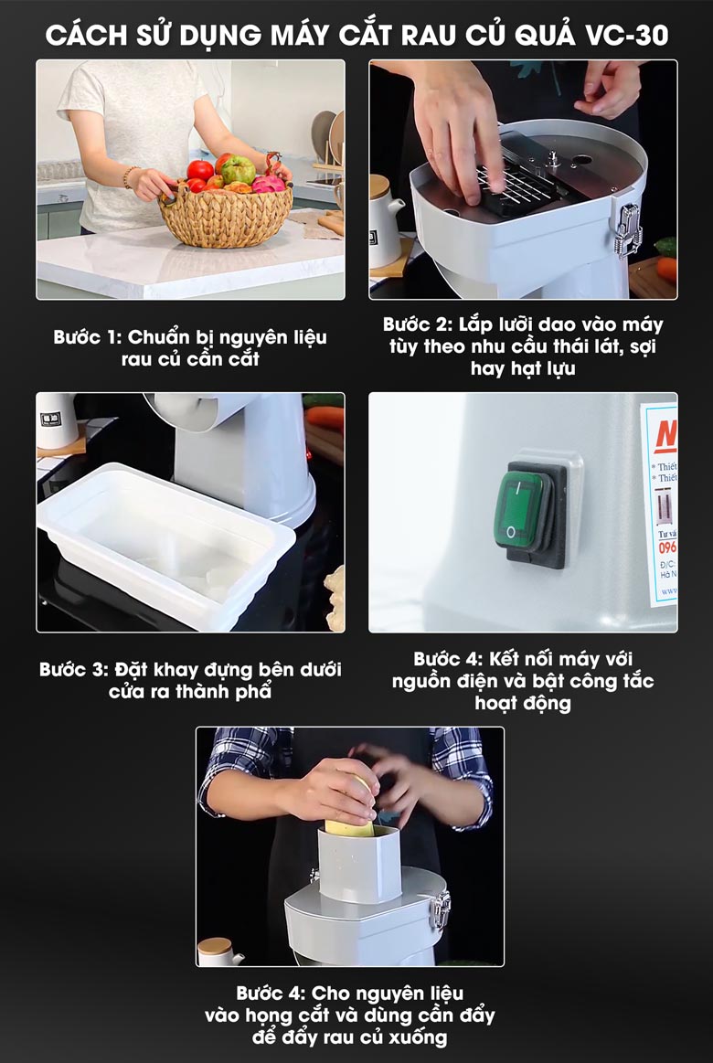 Cách sử dụng máy cắt rau củ quả VC-30