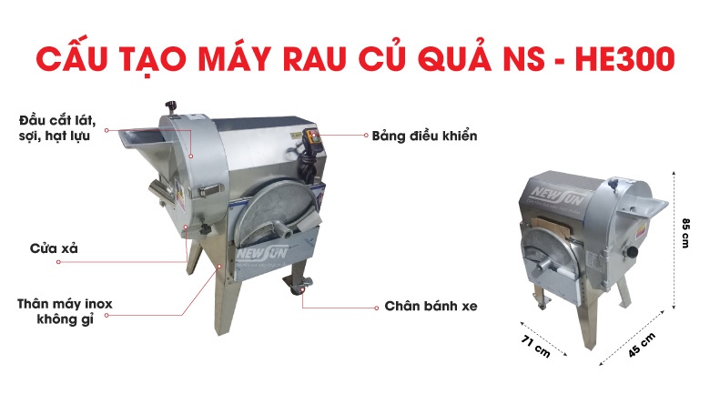 Cấu tạo đặc biệt của máy thái rau củ quả công nghiệp HE300