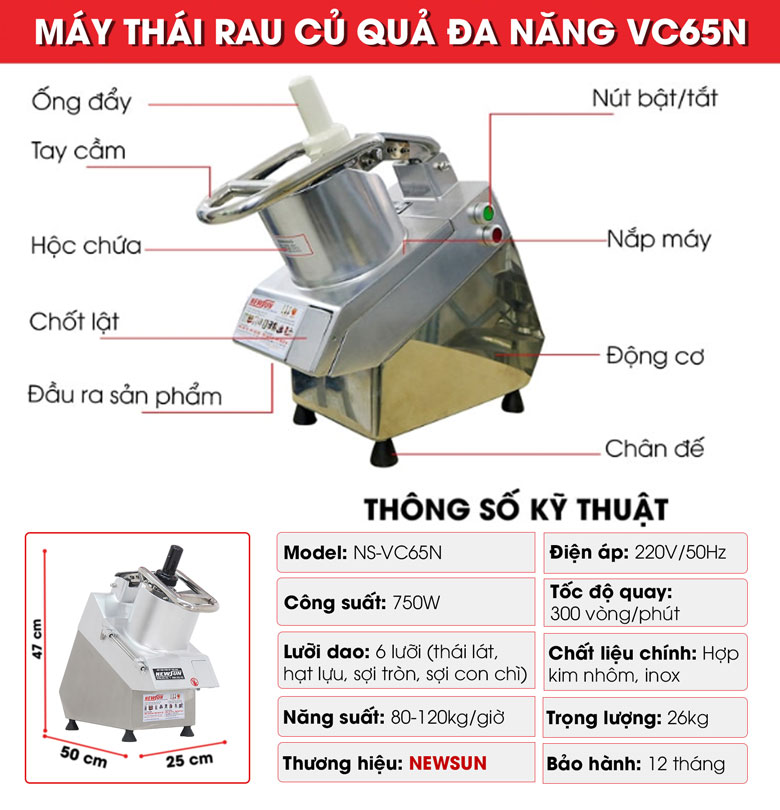 Điểm khác biệt của máy thái rau củ quả đa năng VC65N và VC60N