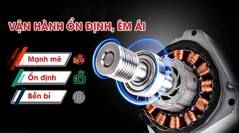 Hoạt động ổn định, êm ái nhờ động cơ chất lượng