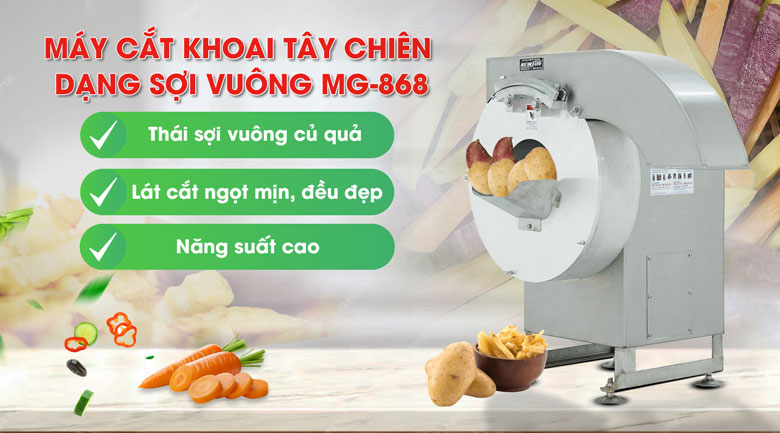 Máy cắt khoai tây chiên dạng sợi vuông MG-868