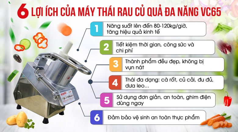 Những lợi ích không thể bỏ qua của máy thái rau củ quả VC65