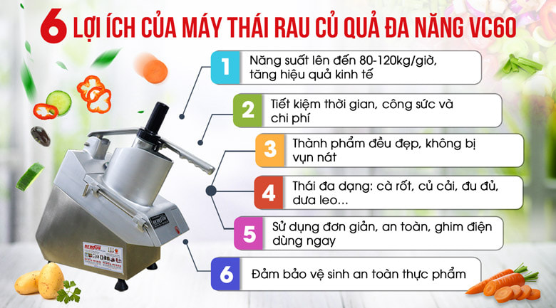 Những tiện ích không thể bỏ qua của máy thái rau củ quả VC60