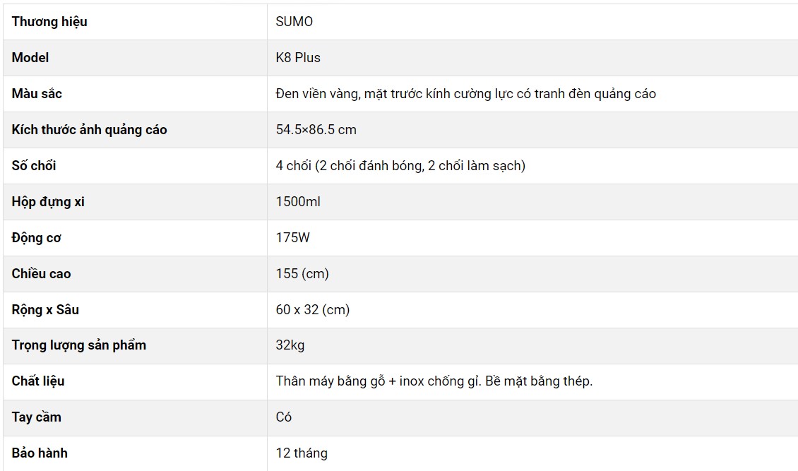 Máy đánh giày cao cấp Sumo K8 Plus