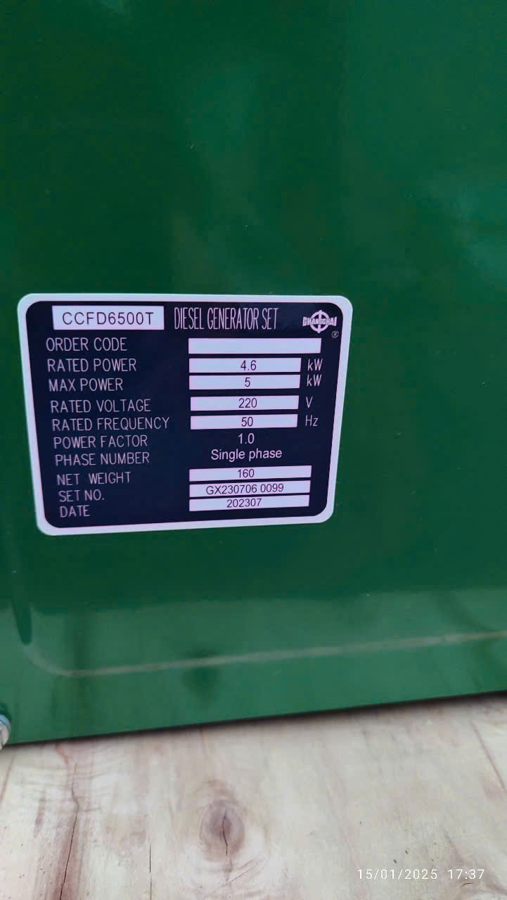 Máy phát điện chạy dầu Changchai CCDF6500T