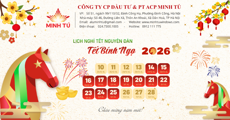 Lịch nghỉ tết nguyên đán BÍnh Ngọ 2026
