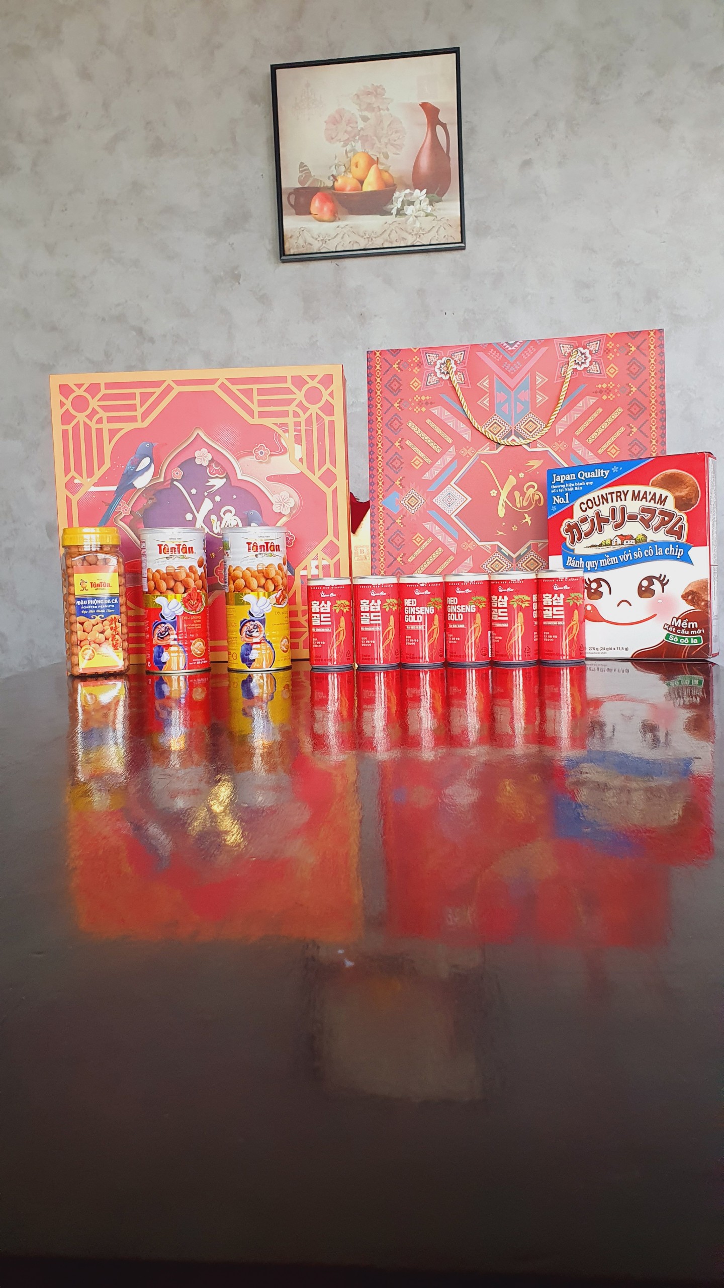 Hình ảnh Thành phần Giỏ quà tết xách tay Ngũ Phúc Xuân An