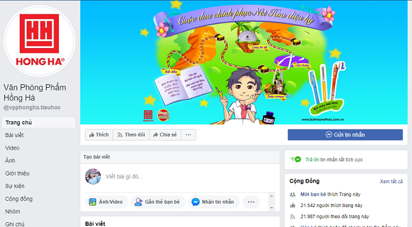 Fanpage là địa chỉ bán vở Hồng Hà tiện lợi và nhanh chóng