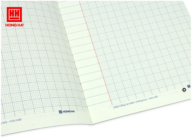Giấy rèn chữ 5 ô ly chuẩn Hồng Hà dòng kẻ rõ nét, độ trắng 82% ISO giúp rèn chữ dễ dàng mà không bị lóa hay mỏi mắt