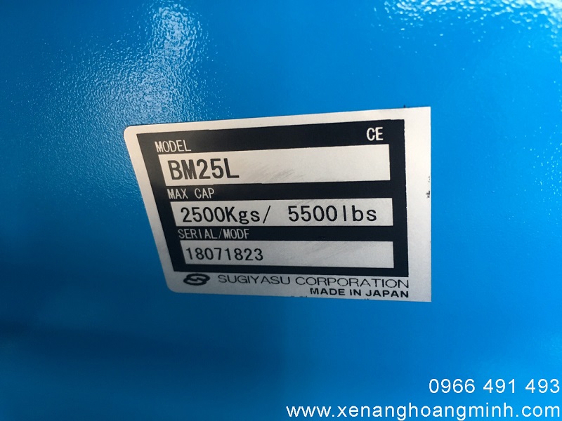 Xe nâng tay Bishamon 2500kg càng rộng giá rẻ