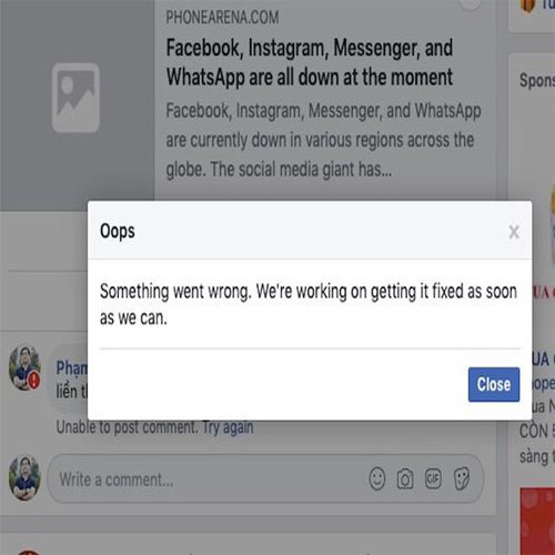 Nguyên nhân Facebook sập mạng