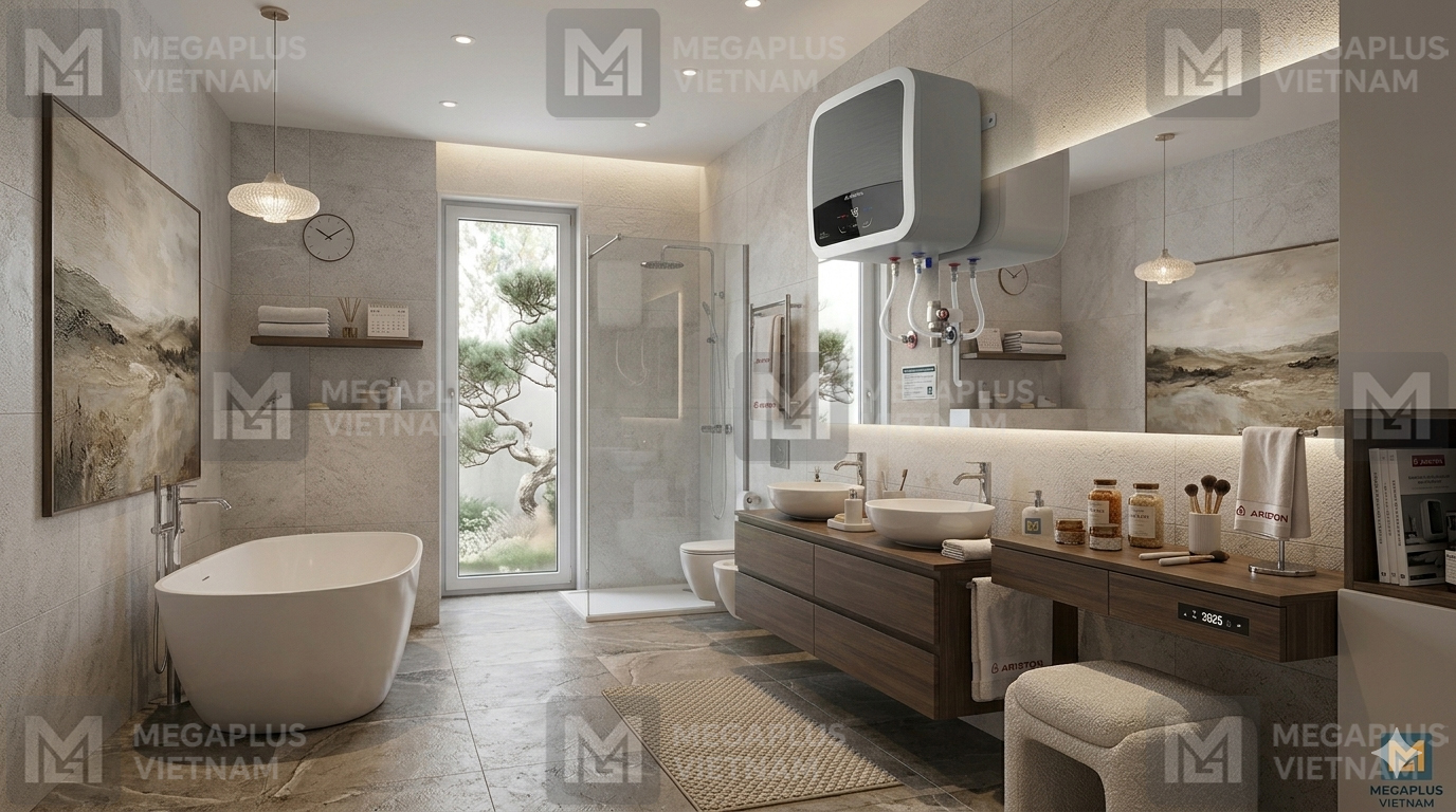 Lắp đặt thực tế Bình nóng lạnh Ariston 30L AN2 30 LUX D AG+ 2.5FE