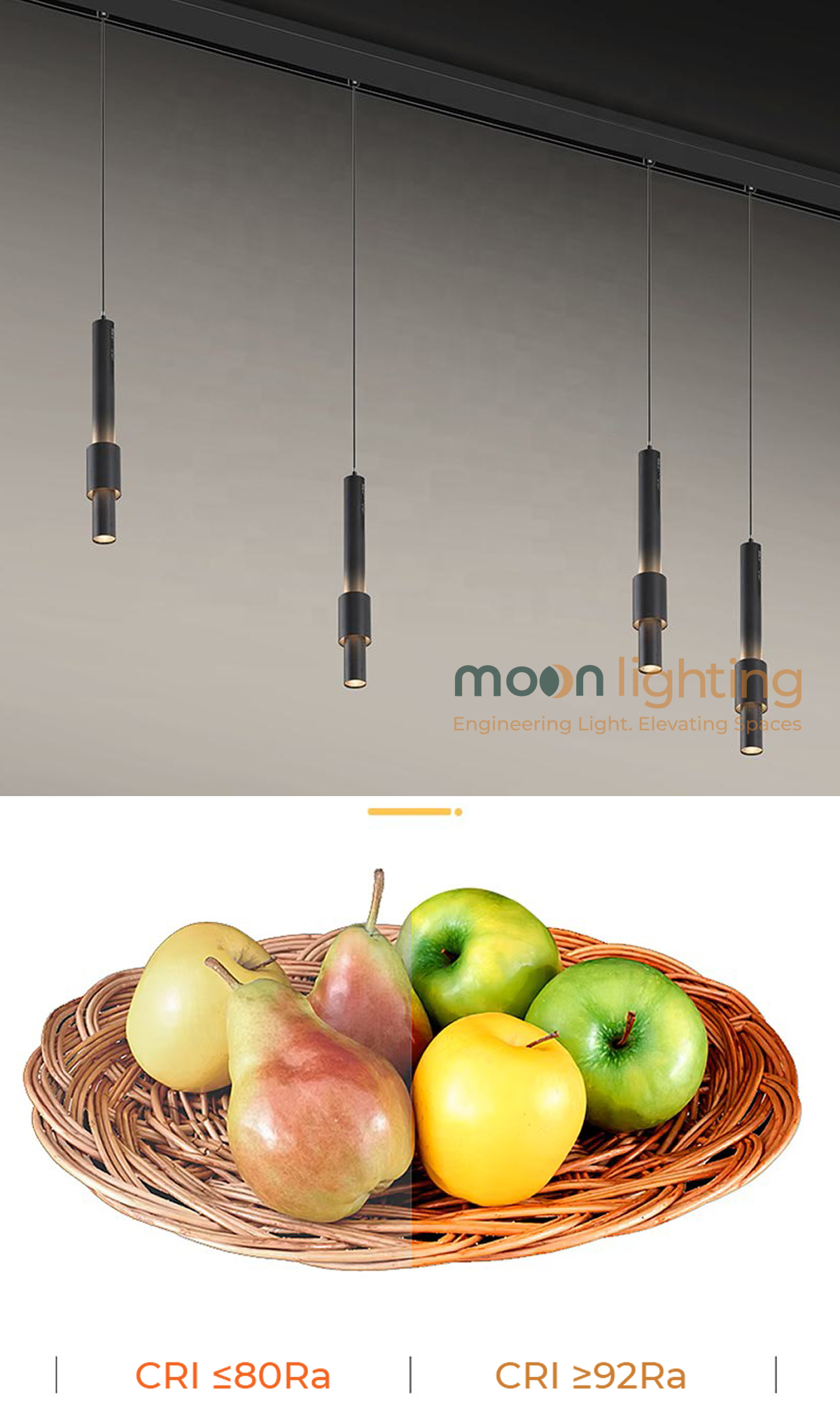 So sánh độ hoàn màu CRI > 92 của đèn Moon Lighting
