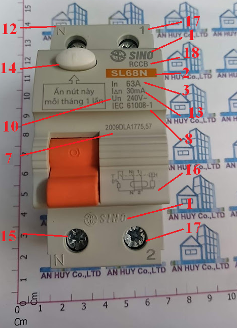 Ký hiệu aptomat chống giật Sino