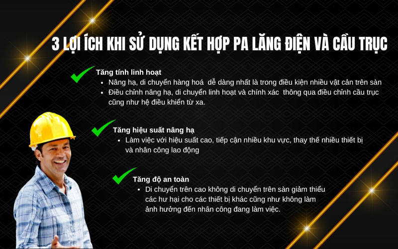 3 lợi ích khi sử dụng kết hợp pa lăng điện với cẩu trục