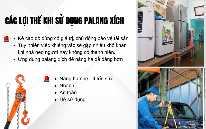 Các lợi thế khi sử dụng pa lăng xích