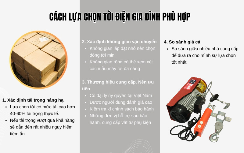 Cách lựa chọn tời điện phù hợp với gia đình
