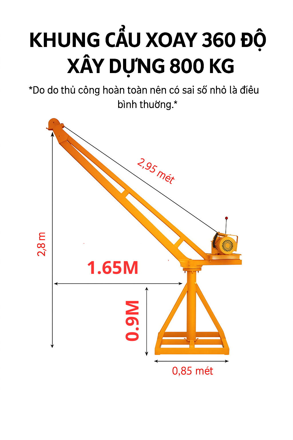 khung cẩu xoay 800 kg xây dựng