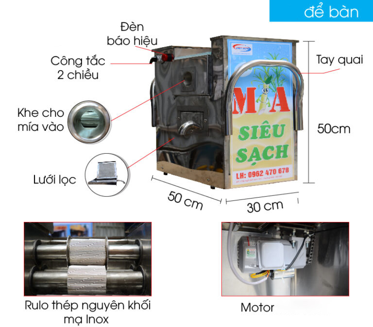 Cấu tạo của máy ép mía