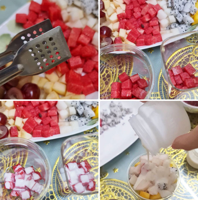 Dầm hoa quả với sữa chua