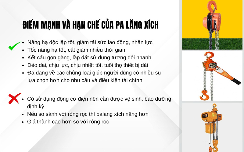Điểm mạnh và hạn chế của pa lăng xích