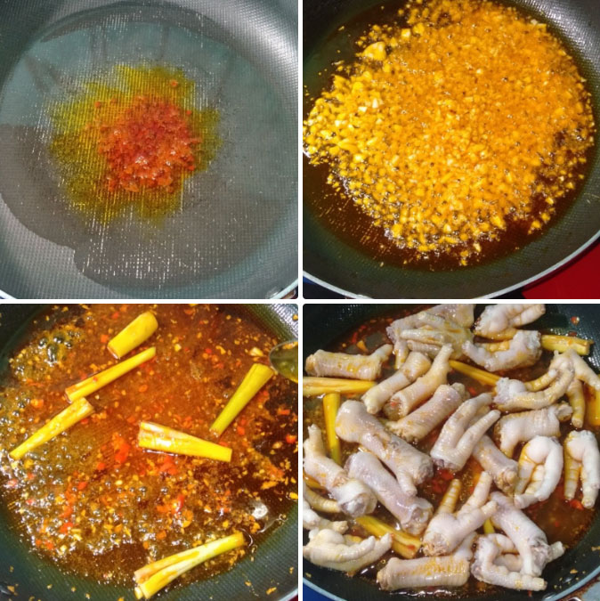 Làm chân gà sốt tỏi ớt